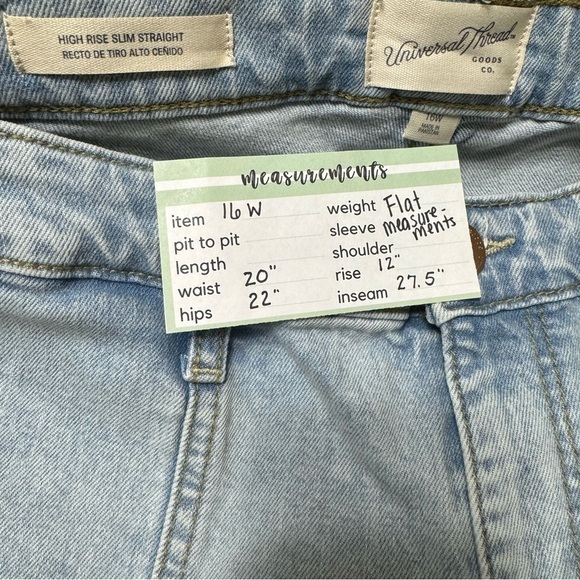 NWT Universal Thread High Rise Slim Straight Women’s Jeans Light Blue Size 16W - Picture 6 of 9